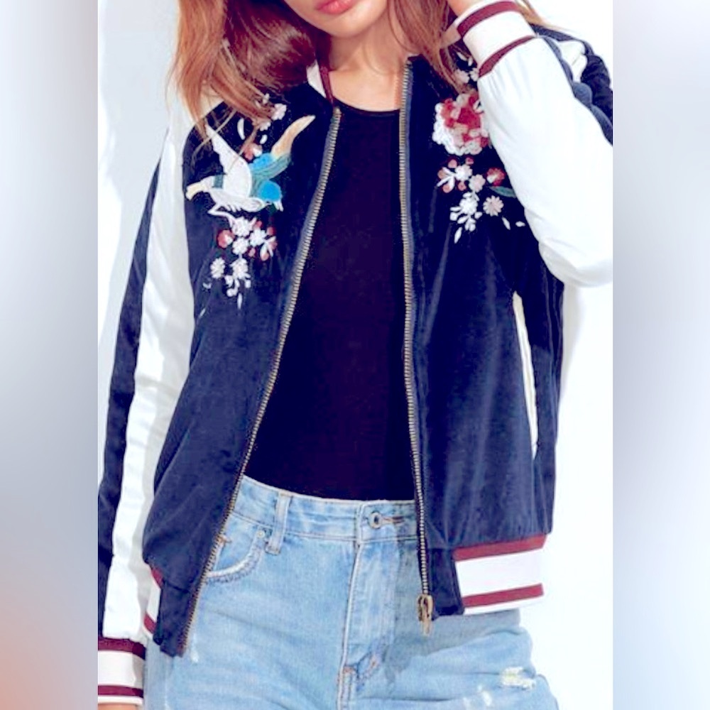 RARE Free People Embroidered Bomber Jacket - Picture 14 of 14